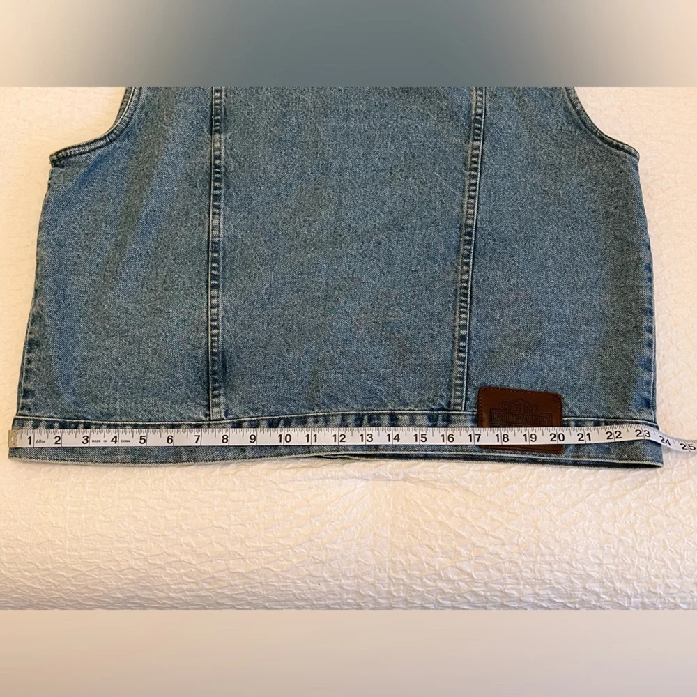 Harley Davidson Embroidered Denim Vest - Size XL